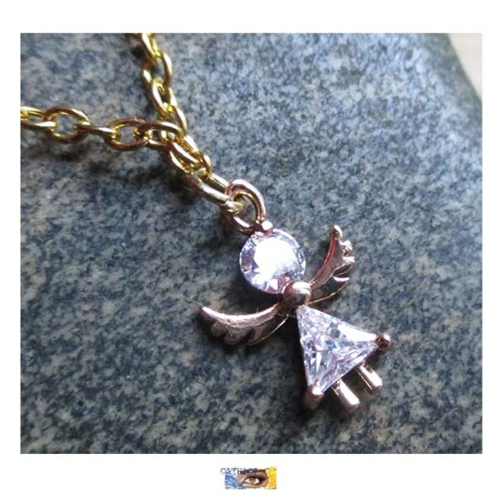 Bracelet enfant mini ange en argent sur perles cristal