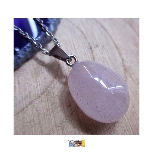 *chaîne pierre roulée - "amour-confiance en soi"quartz rose - acier inoxydable, chaine pierre lithothérapie, bijou pierre femme