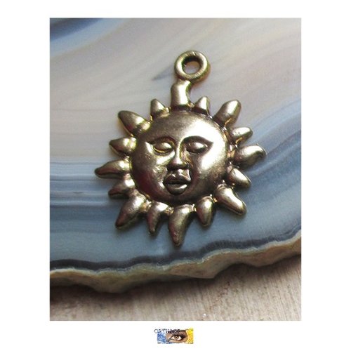 1 pendentif breloque "soleil" or antique
