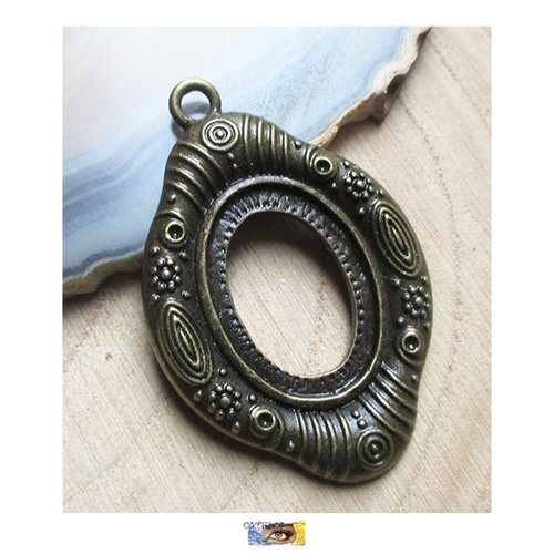 1 médaillon pendentif pour cabochon bronze antique