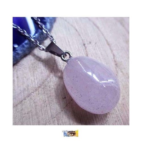 *chaîne pierre roulée - "amour-confiance en soi"quartz rose - acier inoxydable, chaine pierre lithothérapie, bijou pierre femme