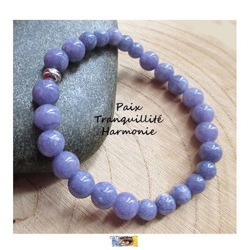 Bracelet "paix-tranquillité-harmonie" - angélite - acier inoxydable, bijou pierre, bracelet lithothérapie, bijou zen