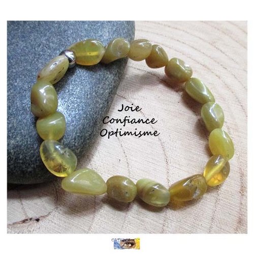 Bracelet "joie, confiance, optimisme" - opale jaune - acier inoxydable, bracelet lithothérapie, pierre naturelle, bijou pierre