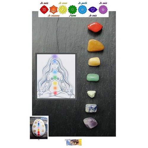Pack 7 chakras pierres naturelles (petit modèle), pierres naturelles, pack lithothérapie pierres roulées