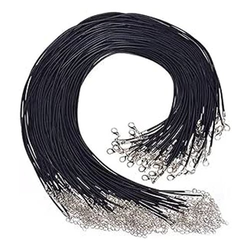 Lots 10 tours de cou - colliers cordons coton ciré noir, cordon coton noir