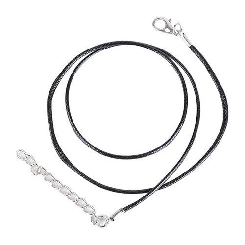 1 tour de cou - collier cordon coton ciré noir, cordon coton noir