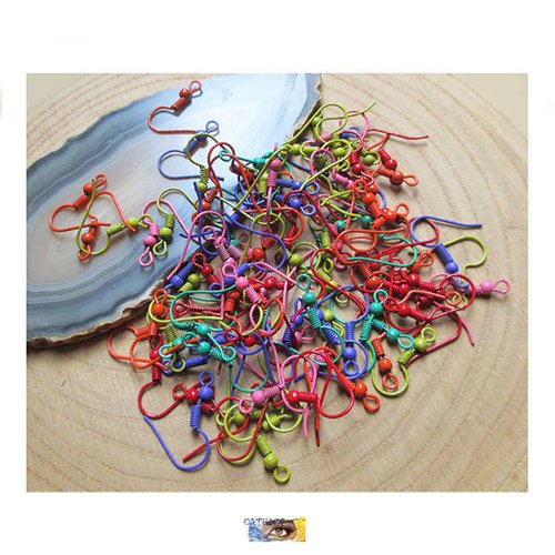 Lot 10 supports boucles oreilles crochets - métal couleurs au choix