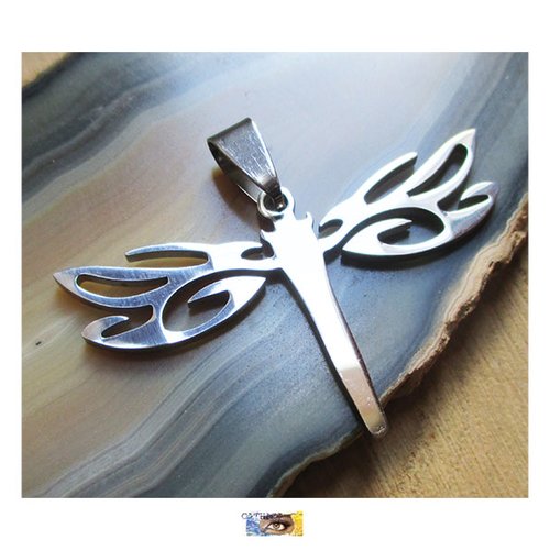 1 grande libellule acier inoxydable, pendentif libellule