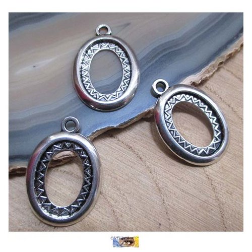 1 médaillon pour cabochons 13x18 métal argent