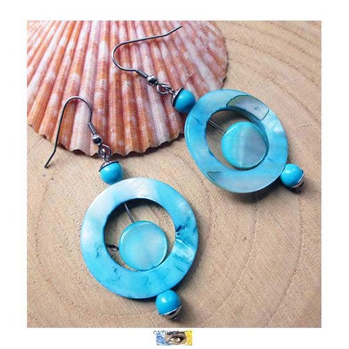 B.o. design turquoise howlite, nacre - acier inoxydable