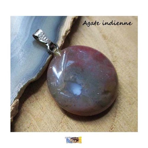Pendentif pierre agate indienne avec bélière