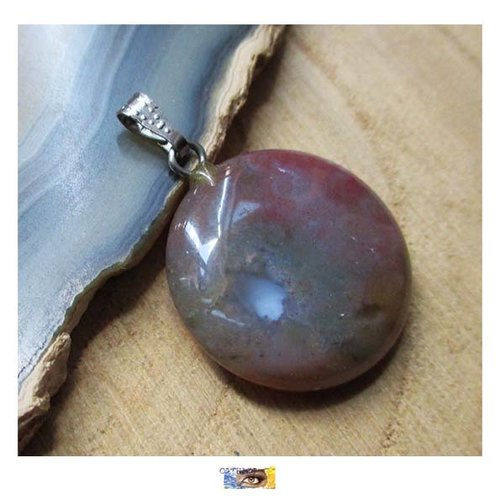 Pendentif pierre agate indienne avec bélière