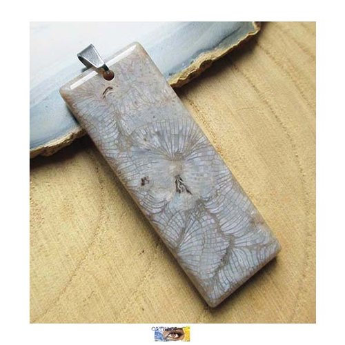 Pendentif verre rectangulaire façon pierre