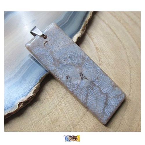 Pendentif verre rectangulaire façon pierre