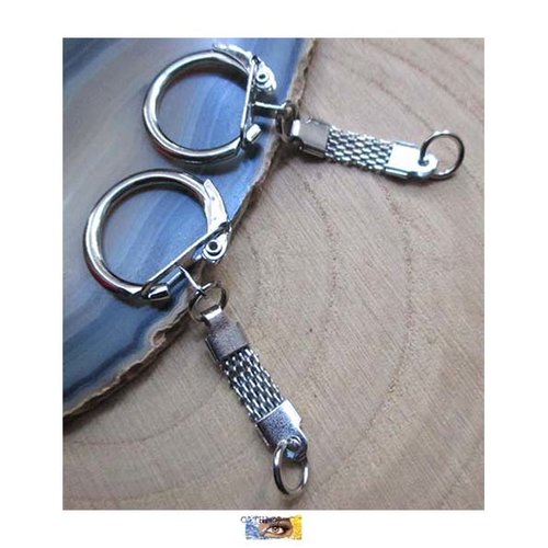 1 lot - 6 porte-clés métal argent gourmette plate