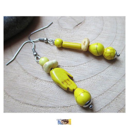 B.o. asymétrique "main" - howlite - acier inoxydable