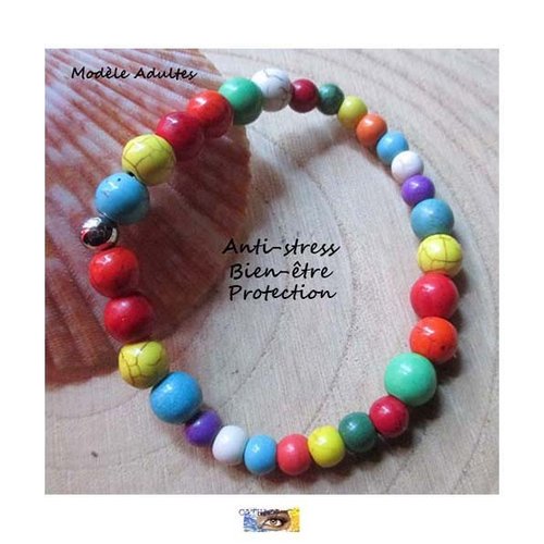 Bracelet "anti-stress-bien-être" - howlite - acier inoxydable, bracelet pierre naturelle, bijou lithothérapie, pierre howllite