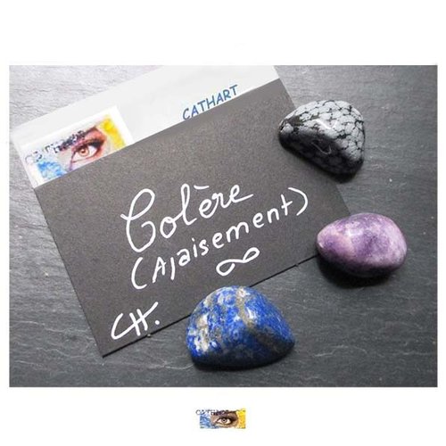 Pack - "colère" (apaisement des accès colériques) - lapis lazuli, obsidienne flocons de neige, améthyste