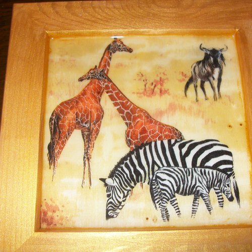 Cadre pour déco ,motif : animaux sauvages,girafe