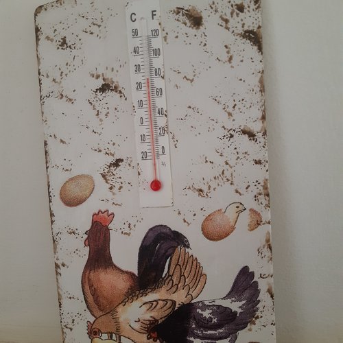 Thermomètre intérieur,motifs poules