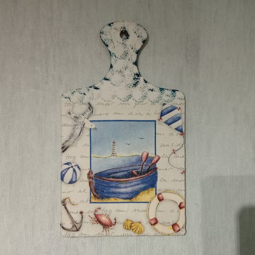 Planchette au motif thème la mer 24 x 14 cm déco murale