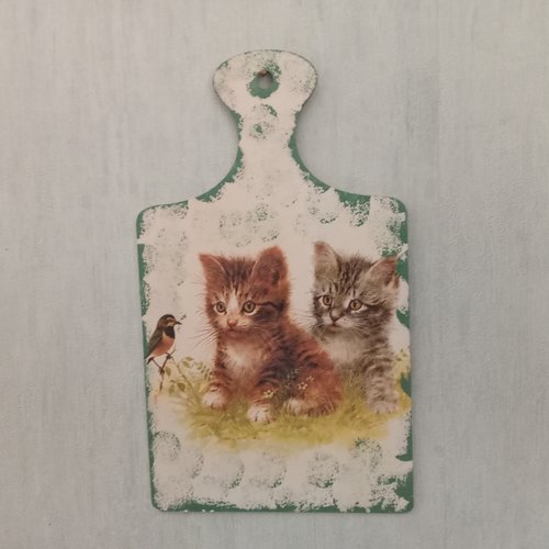 Planchette au motif thème chats  24 x 14 cm déco murale