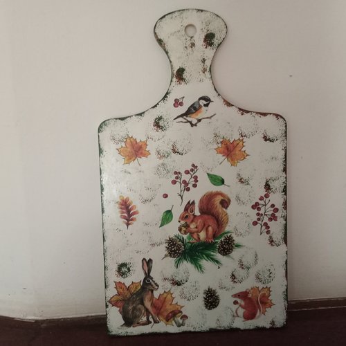Planchette au motif campagnards 24 x 14 cm déco murale