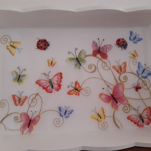 Petit  plateau : papillons 30 x 22 cm