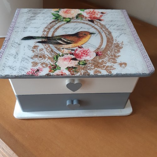 Boîte à bijoux coffret motif oiseaux