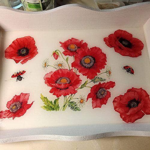 Plateau coquelicots plat de service