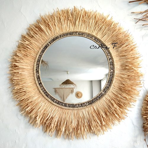 Grand miroir ethnique raphia simonia