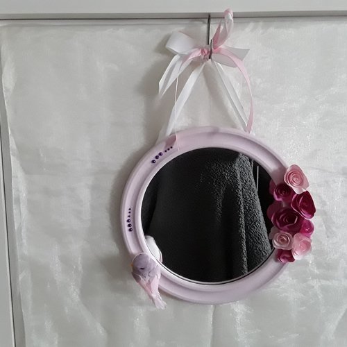 Miroir rond romantique shabby a suspendre