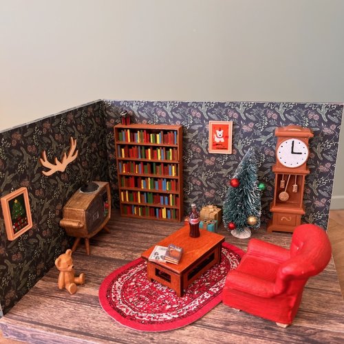 Maison miniature, salon du père noël