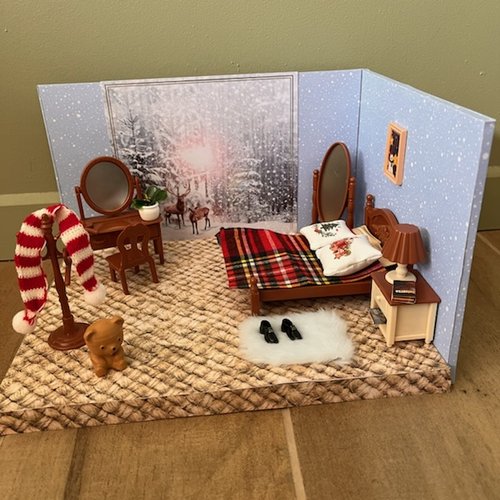 Maison du père noël  miniature, sa chambre
