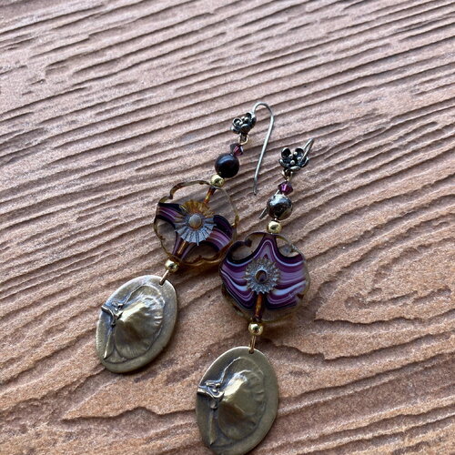 Boucles artistiques originales en bronze et argent massif