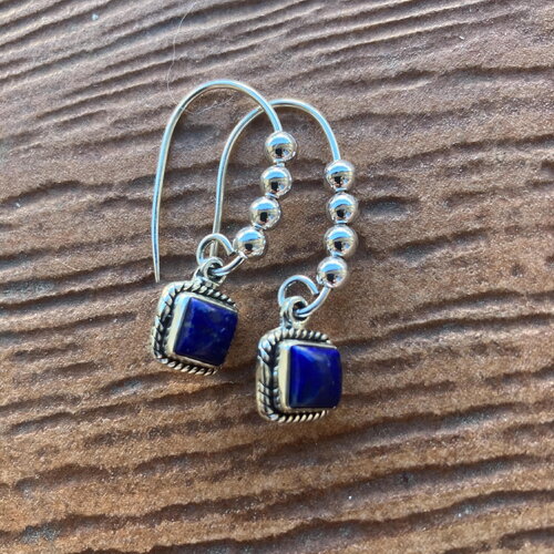 Boucles, boucles semi précieuse, boucles argent 925, boucles lapis lazuli