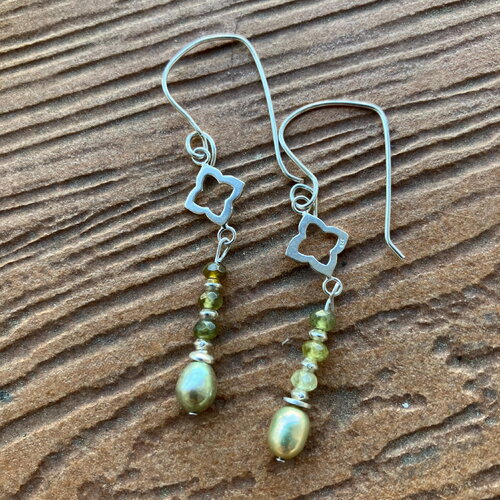 Boucles argent 925 et grenat grossulaire