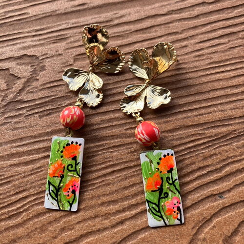 Longues boucles d oreille artistiques fleuries romantiques japonisantes