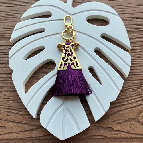 Bijou de sac de luxe caftan traditionnel turc en plaqué or et fil de soie prune