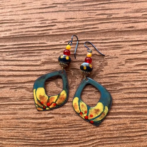Boucles cuivre émaillé d art bohème chic