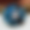1 cabochon 25 mm en verre  esprit bouton fleur camaieu bleu - 25 mm 