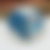 2 cabochons 14 mm en verre  esprit bouton coeur bleu jean - 14 mm 