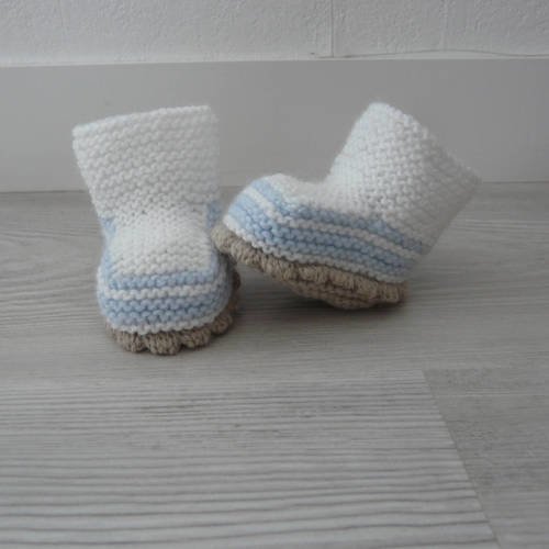 Chaussons Bebe 0 3 Mois Laine Tricot Fait Main Cadeau Naissance Un Grand Marche