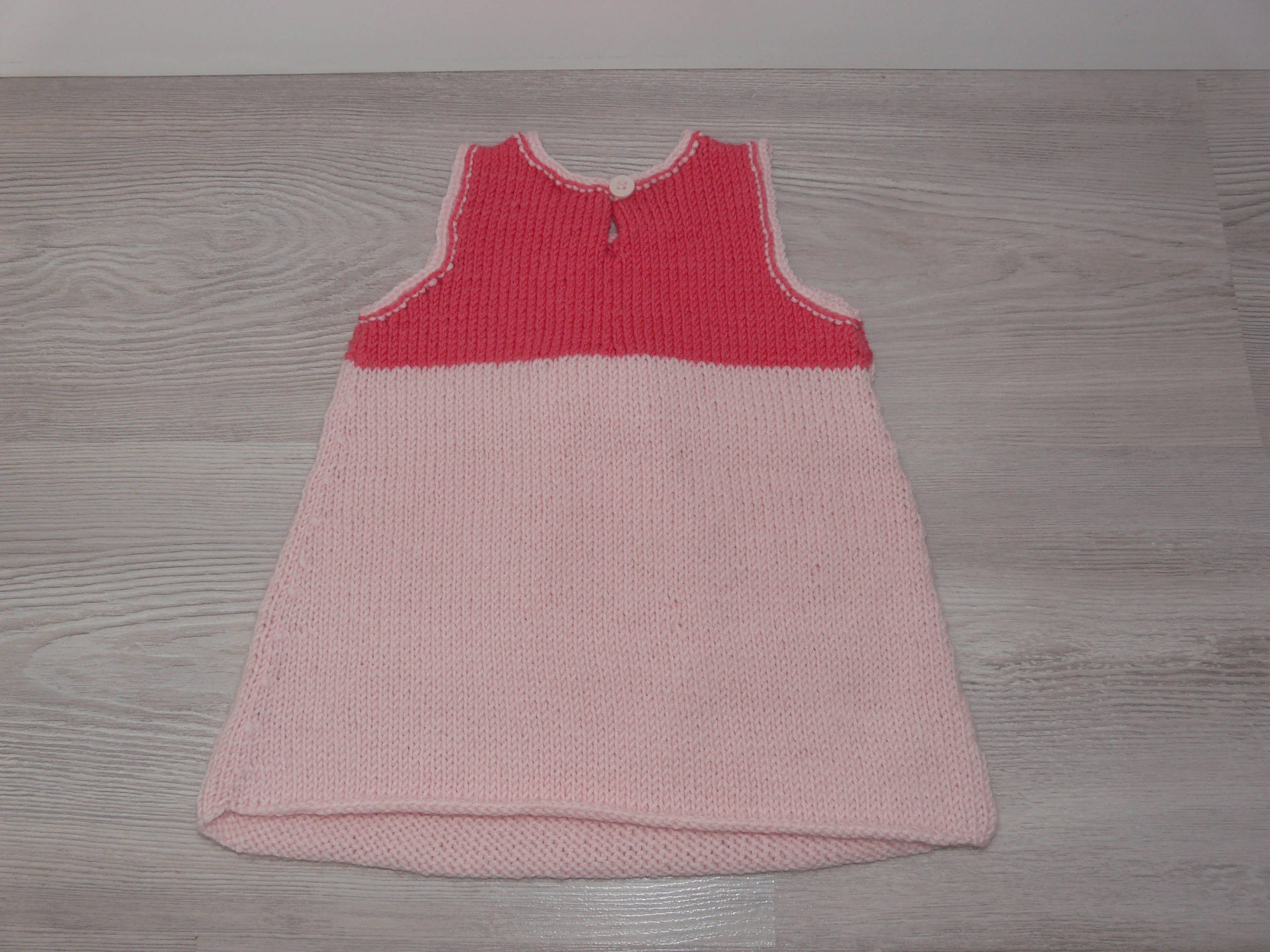 Robe Noeud Layette Laine Bebe 0 3 Mois Rose Tricot Fait Main Cadeau Naissance Un Grand Marche