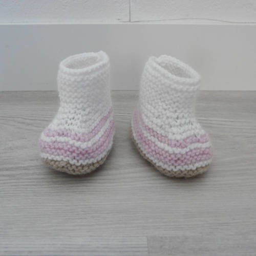 Chaussons Bebe 0 3 Mois Laine Tricot Fait Main Cadeau Naissance Un Grand Marche