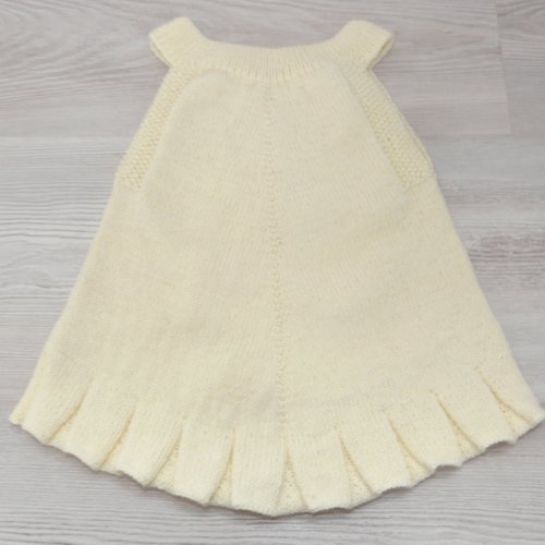 Robe Layette Plissee Laine Jaune Poussin 0 6 Mois Tricot Fait Main Cadeau Naissance Un Grand Marche