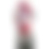 Echarpe femme laine alpaga rose écru à franges