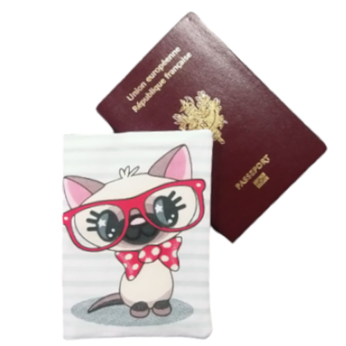 Protège passeport chat siamois amusant pour adulte ou enfant