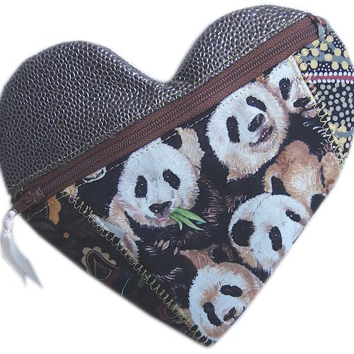 Maxi porte monnaie coeur pandas