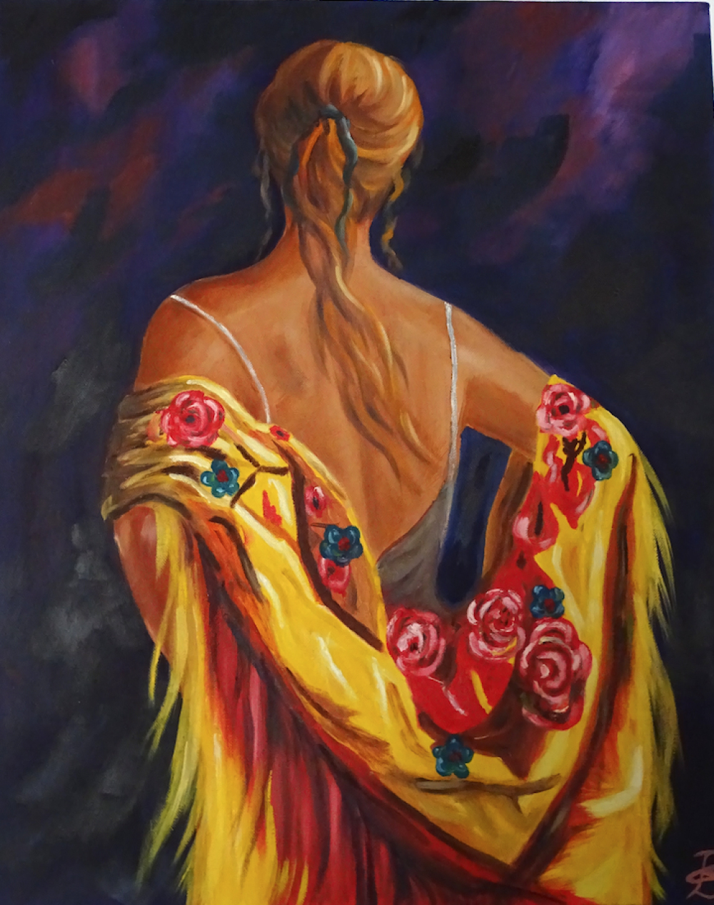  Tableau  peinture huile peinture femme  femme  de dos  Un 
